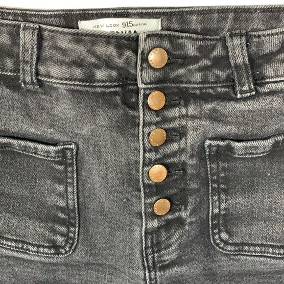 New Look Button Front High Waist Denim Short Faded Black 14T Juniors 164cm - Picture 3 of 4